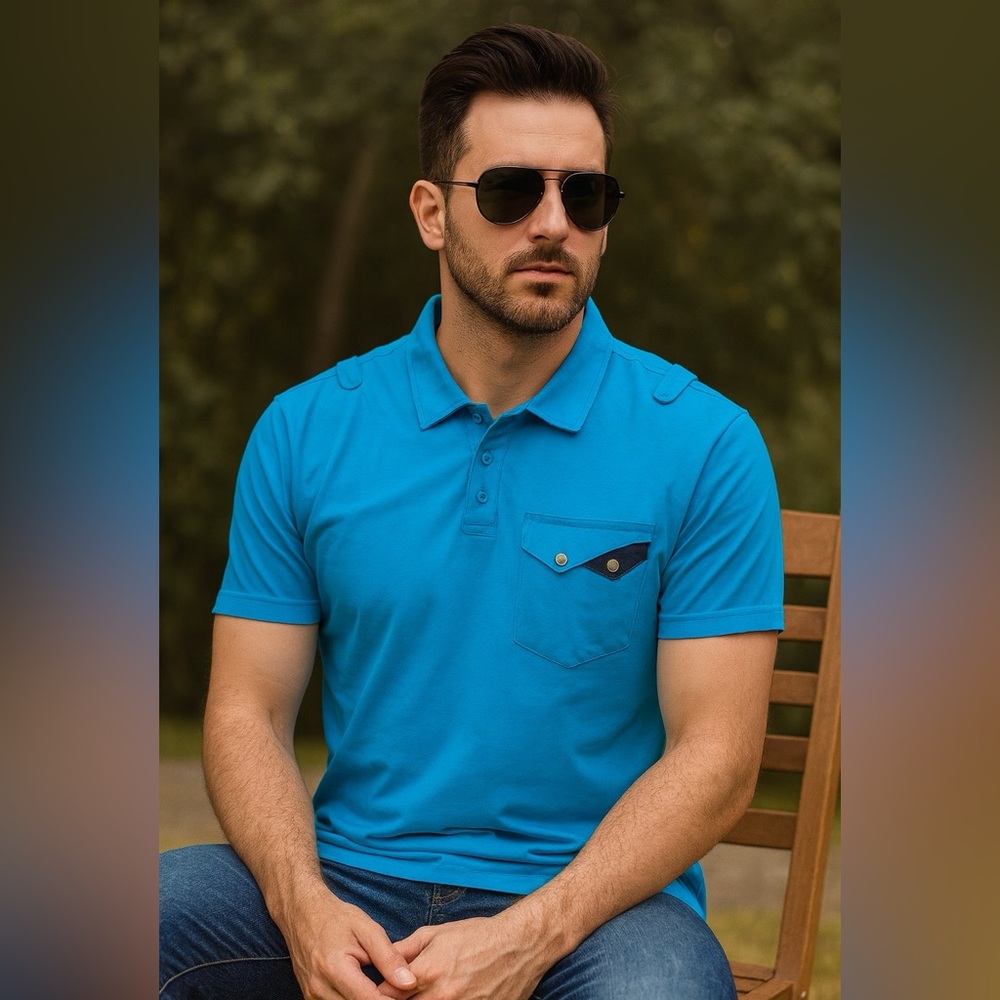 Guess Vibrant Blue Men's Polo Shirt (T17)